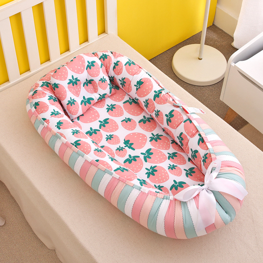 Mini berceau nordique Portable pour -né, impression de dessins animés, barrières de sommeil confortables dans le berceau pour Protection latérale, lit d&#39;enfant: 11