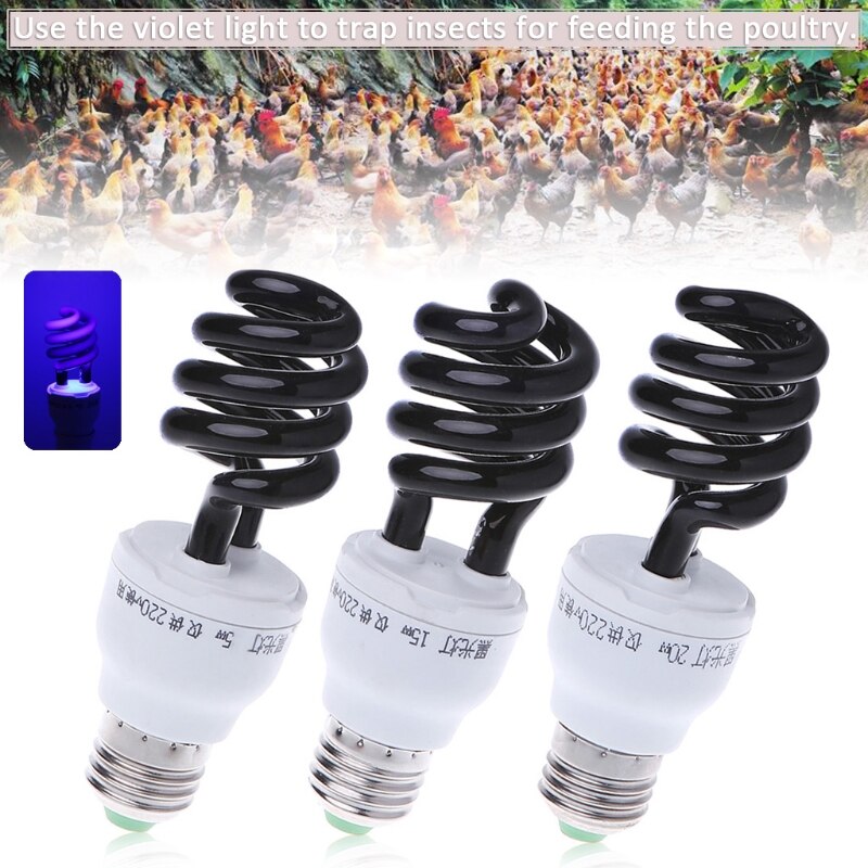 E27 5/15/20W UV Ultraviolet Fluorescerende Blacklight CFL Light Bulb Lamp 220V