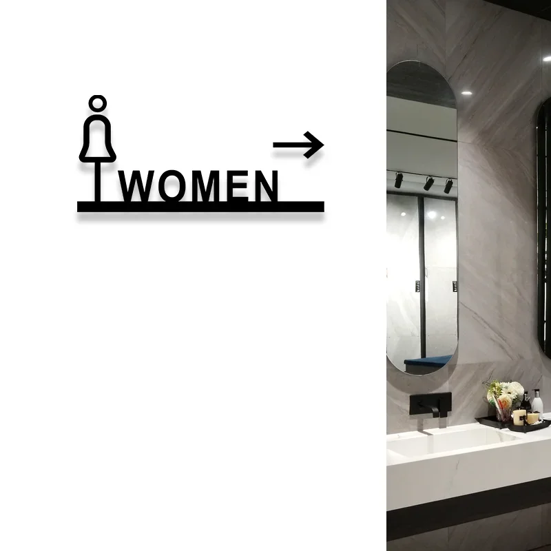 Segno creativo della porta del bagno della segnaletica del bagno degli uomini e delle donne di alta qualità segno della guida del bagno pubblico segno caldo richiesta: 40x30 cm / Mela Verde