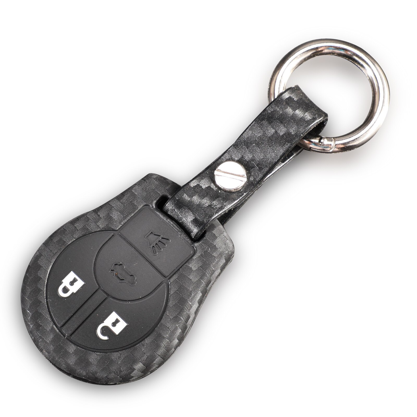 jingyuqin Carbon Silicone Rubber Car Key Fob Case Cover For Nissan Juke Micra Qashqai Sunny Altima Cube March Tiida 2/3/4 Button: with KeyChain