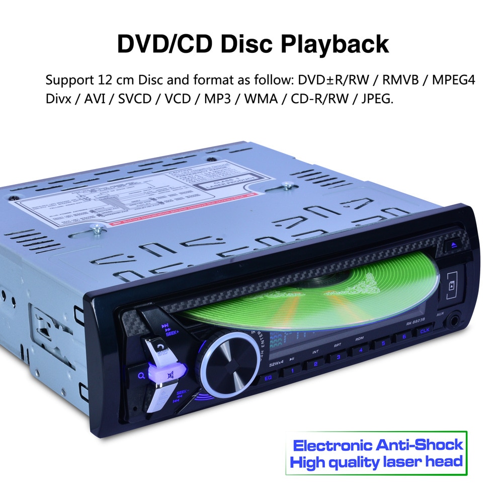 1 Din Bluetooth Car DVD CD DISC Playback 12V FM Au... – Grandado