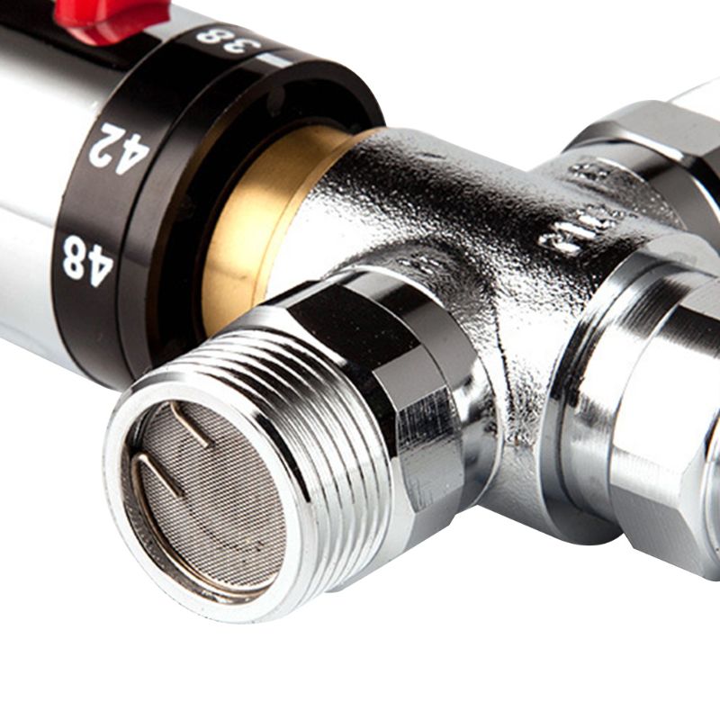 SOLID BRASS 3-Way Thermostatic Mixing Valve G 1/2 Male Connections, Stepless Adjustment