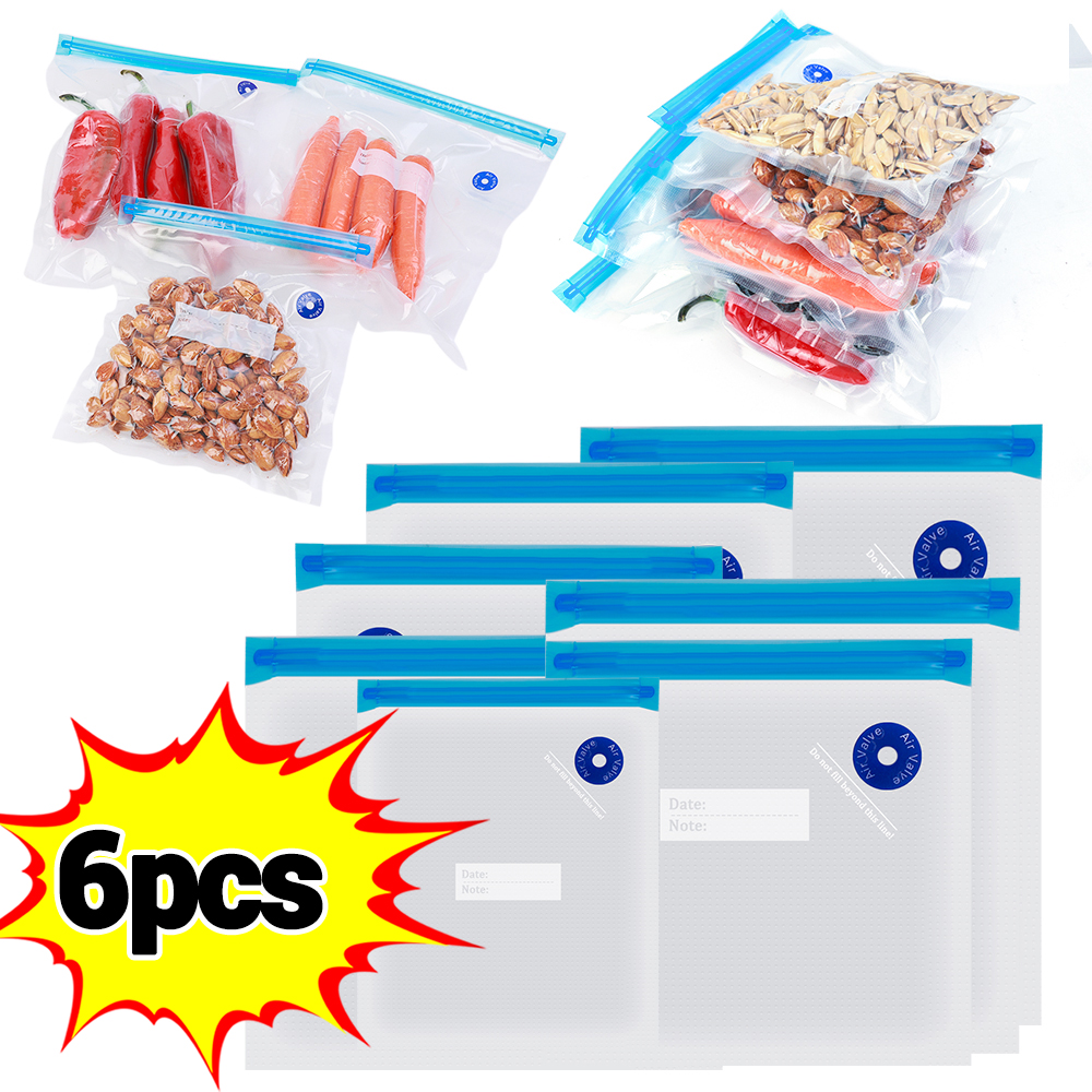 Reusable Food Storage Bag Food Air Vacuum Compressed Bags Plastic Transparent Zip Freezer Bags Food Keep Fresh Kitchen Storages: plum