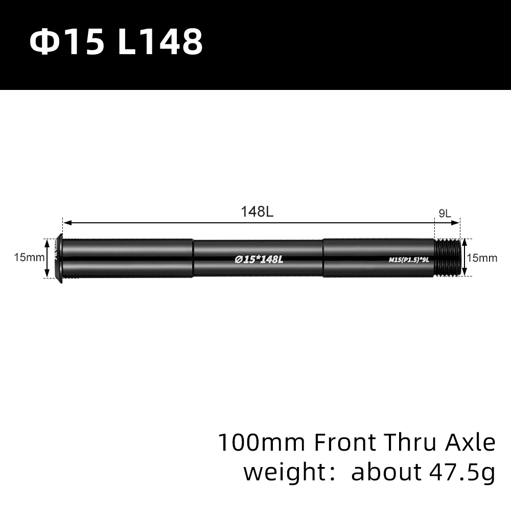 Bike Thru Axle Front Fork Shaft Skewers Rear Hub Thru Axle 12x126/162 M12xP1.5 M15 Bike Quick Release: black