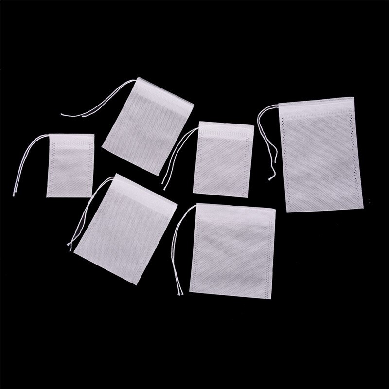 100 stk / sæt tegningslinje ikke-vævet filterpose tepose brygning gryderet filterpose 6 størrelser til rådighed