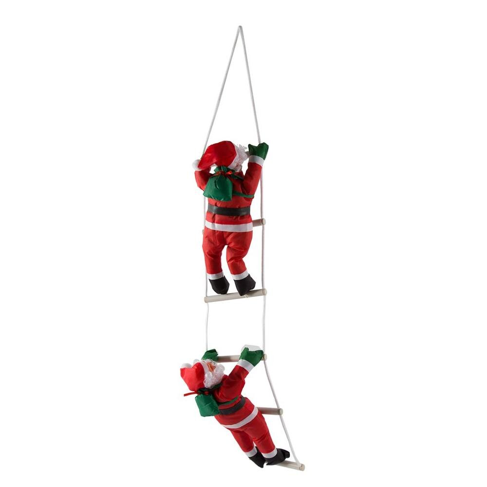Christmas Santa Claus Climbing Stairs Christmas Tree Decoration Year Ornament Santa Claus Decor Xmas Hanging With Stair: Two Santa