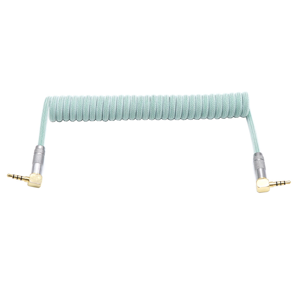 Cable en espiral de resorte TRS TRRS a TRRS de 3,5mm para teclado dividido RODE Sc7 de VIDEOMIC GO Video micrófonos tipo Micro Cables de Audio: Turquesa