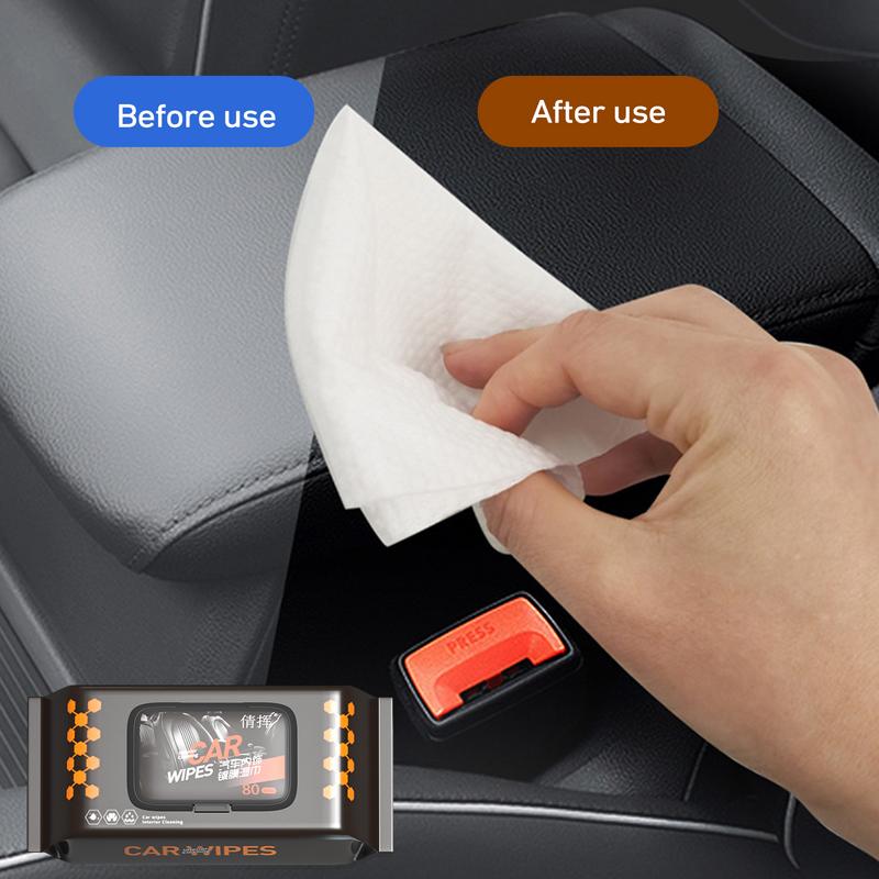Lingettes humides pour tableau de bord, 80 pièces, outil de dépoussiérage intérieur de véhicule pour le nettoyage de la voiture, fournitures intérieures