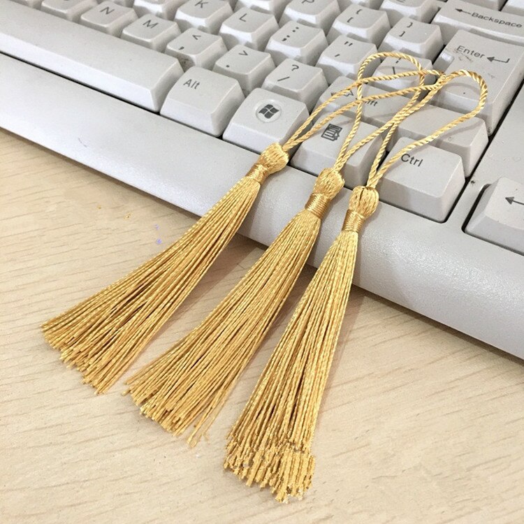10 sztuk mieszane kolor 14cm jedwabne frędzle fringe szycia Bang zakończenie z frędzlami kluczowe frędzle dla DIY biżuteria naszyjnik chiński węzeł: Light Yellow