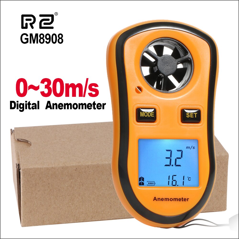 RZ Portable Anemometer Thermometer Wind Speed Gauge Meter Anemometro Windmeter 30m/s LCD Digital Hand-held Measure Tool GM816: GM8908