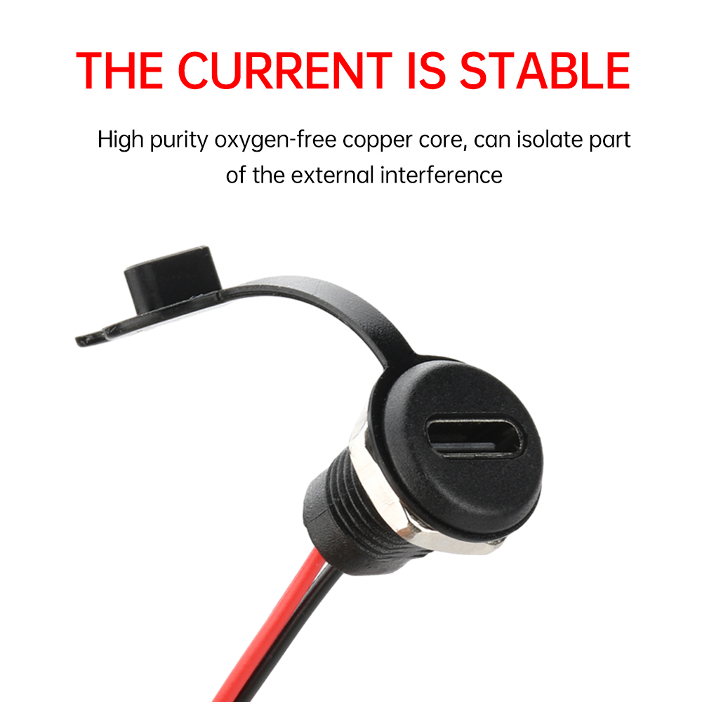 2Pin Draad LED-licht USB Type-c Waterdichte Connector Directe Vrouwelijke Basis Vrouwelijke Socket Oplaadinterface Voeding
