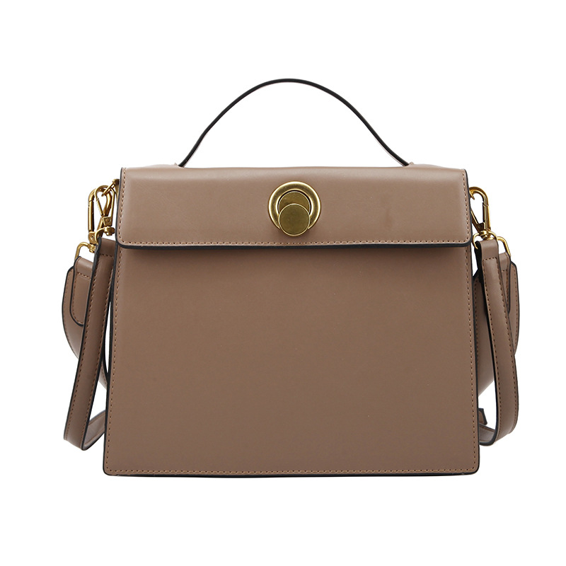 Sac femmes cuir sac à main Vintage luxe pierre motif couleur unie femme sac à main en cuir épaule femmes sacs: Khaki