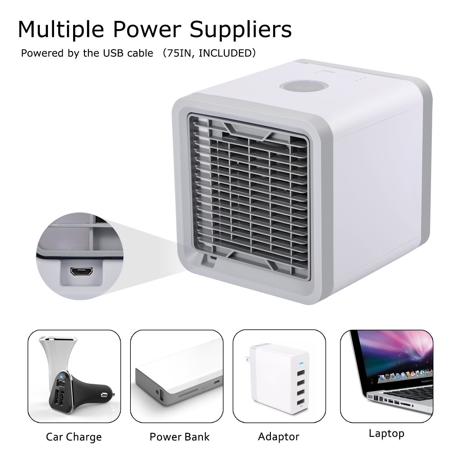 Home Mini Air Conditioner Portable Air Cooler 7 Colors LED USB Cooler Fan Air Cooling Fan Rechargeable Fan For Office Room