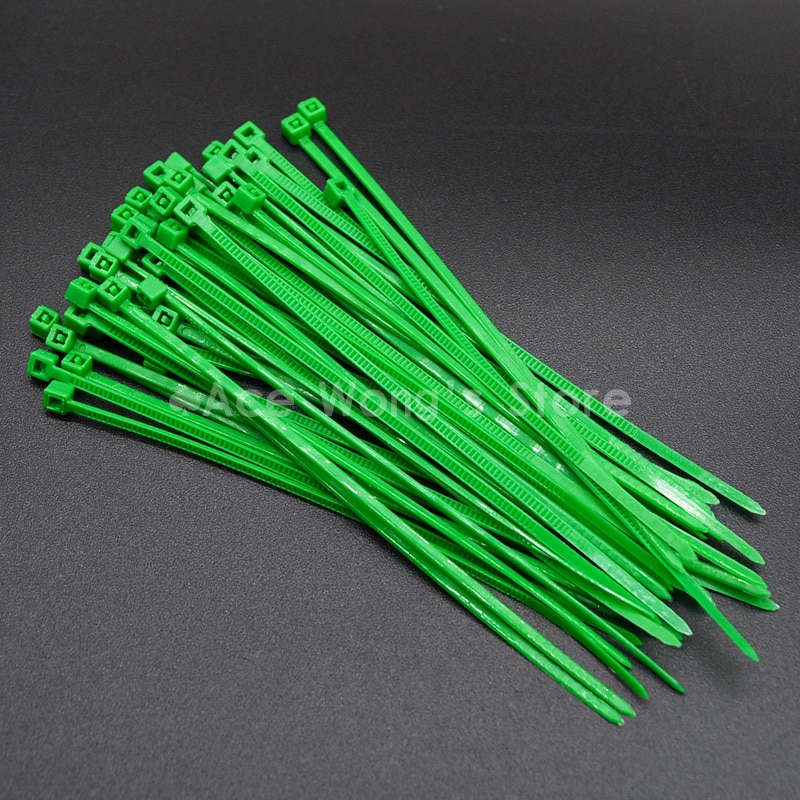 100 Stks/pak 3*100mm breedte 2.5mm groene Fabriek Standaard zelfsluitende Plastic Nylon Kabelbinders, Wire Zip Tie