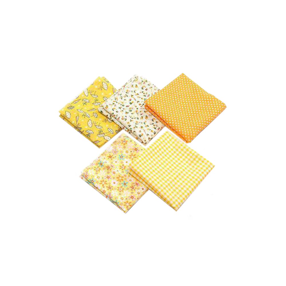 Tela de retales hecha a mano para manualidades, tejido rosa liso de algodón con estampado floral, pequeño, amarillo, 50x50cm, 5 colores: 1