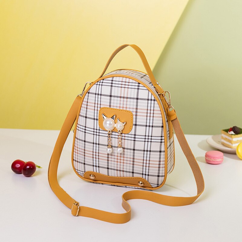 Vento Marea Mini Backpack Crossbody Bag For Teenage Girls Plain Small Women Shoulder Purse Korean Style Convertible Bag: Yellow bag