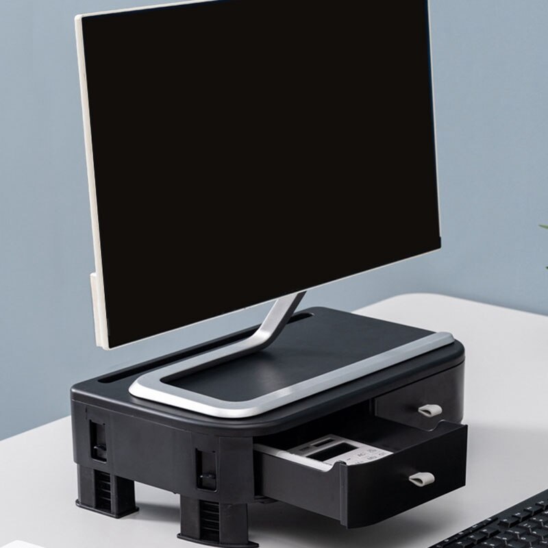 Adjustable Height Computer Monitor Riser Computer Stand with Storage Drawer, Tablet Computer Stand Desktop