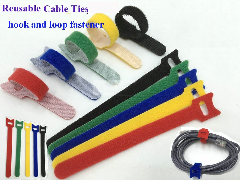 100 stks 12*200mm Nylon Herbruikbare Kabelbinders met Oogje Gaten terug naar kabelbinder nylon haak loop sluiting tape wrap