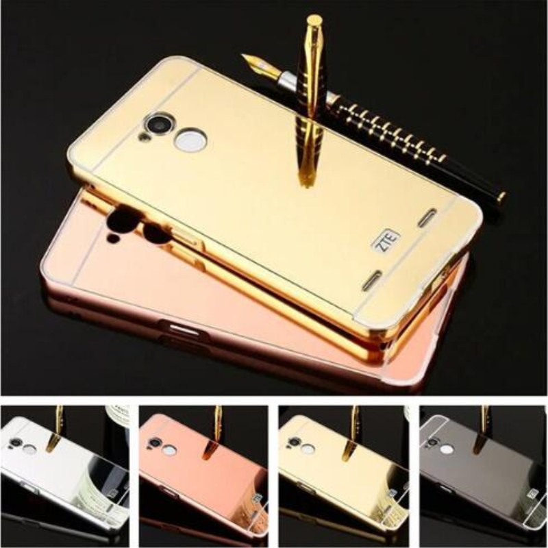 Mirror Carcase On For ZTE Blade V7 Lite V6+ X3 Axon 7 Blade A520 A610 Case Luxury Aluminum Metal Bumper Frame Back Cover shell