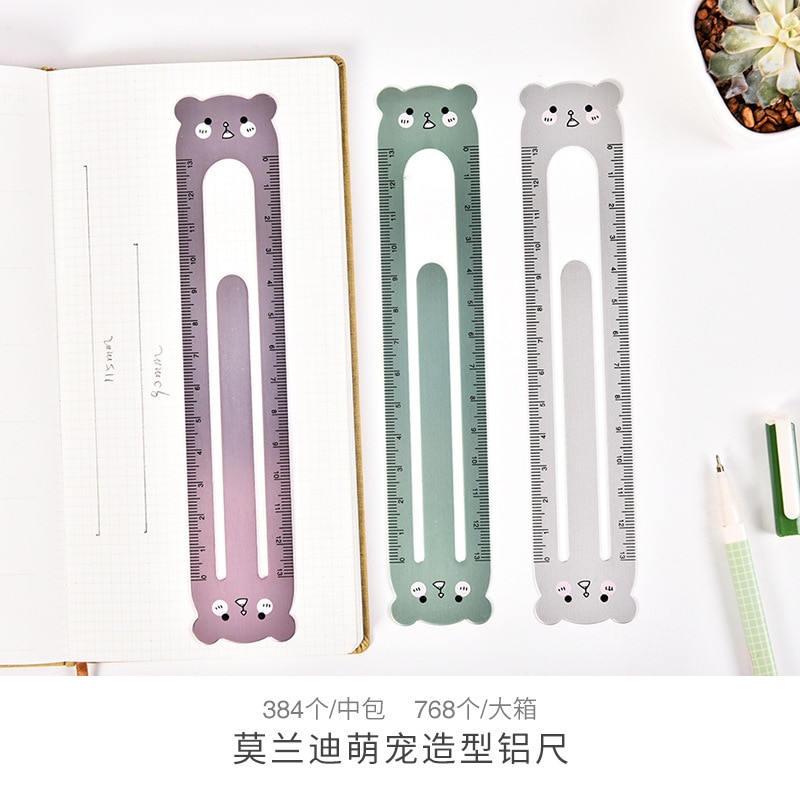 Shying Bear-Regla de aluminio de medición, herramienta de regla recta, promocional, papelería