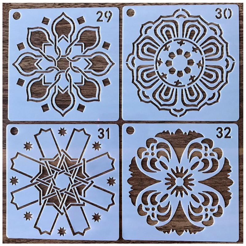 36pcs Mandala Drawing Stencils DIY Painted Decoration Hollow Mandala Spraying Stencils Inkjet DIY Mandala Painting Template