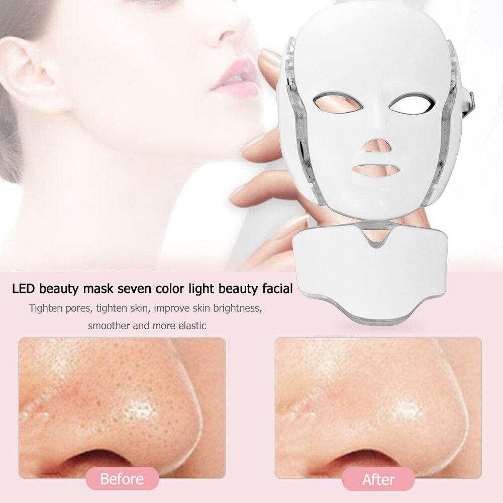 7 Colors LED Light Facial Mask Photon Therapy Freckles Red Blood Streak Reduction Pore Tightening Skin Firming Beauty Device