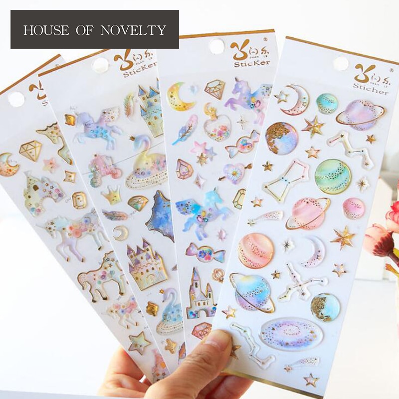 Pegasus Unicorn Castle Label Stickers Set Decorative Stationery Craft Stickers Scrapbooking DIY Diary Album Stick Label