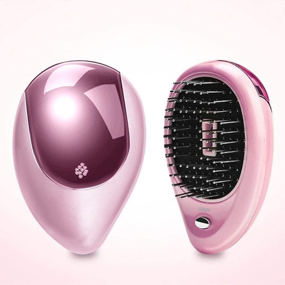 Mini peine eléctrico para el pelo cepillo de pelo de masaje, peine iónico negativo portátil para quitar el pelo, cepillo antiestático para el cabello para niñas: Pink