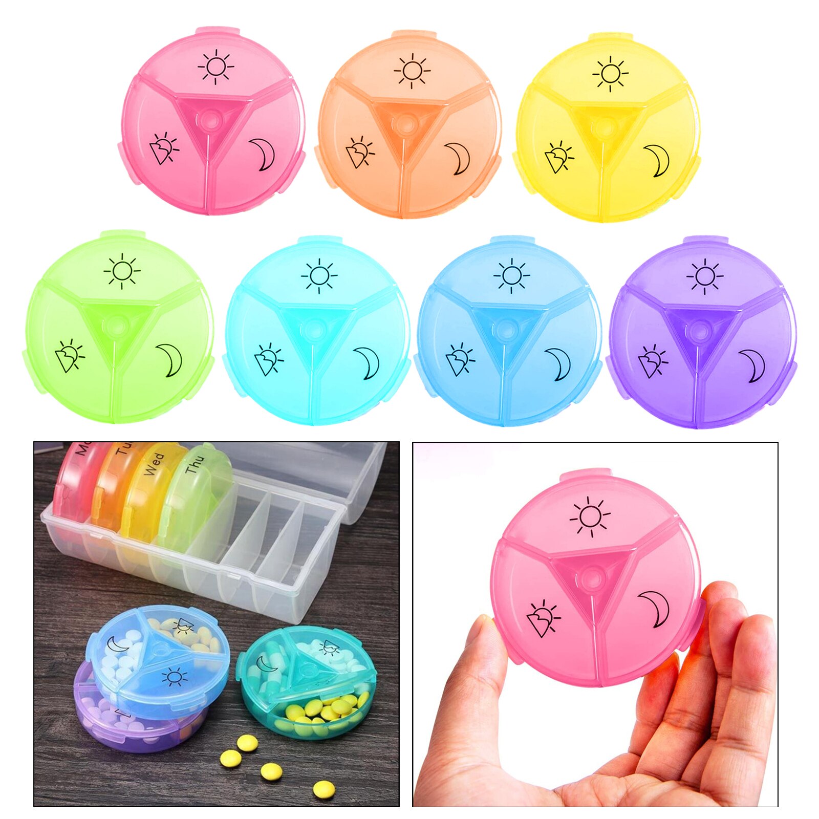 Pill Box Tablet Organizer Dispenser Vitamin Medication Container Empty Weekly Pill Box Holder Storage