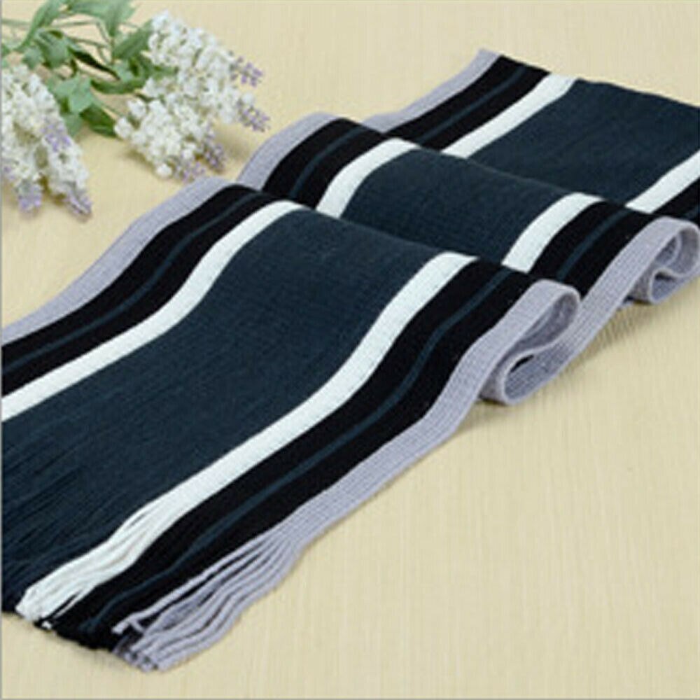 Bufandas clásicas a rayas para hombre, cálido con borla chal de Cachemira, bufanda suave encantadora, color negro, gris, café, rojo, Beige, 180cm, de invierno: Azul marino