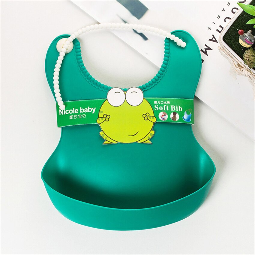 Beste Verkäufer vier Bunte Baby freundlicher Nette Silikon Lätzchen Baby Lätzchen Mittagessen Niedlich Wasserdicht 24cm x 19cm