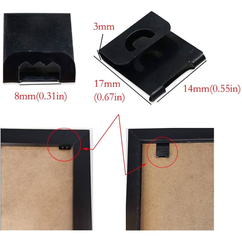 100Pcs 0.3Mm Dikke Fotolijst Opknoping Clips S Haken Back Board Fotowand Mount Album Kunstwerk Zaagtand Hanger voor 2-3Mm Board