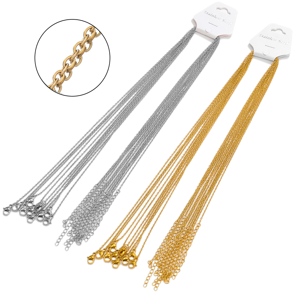 Lien de câble en acier inoxydable pour bricolage, colliers de la présidence, tour de cou, bijoux de direction, réglable, , équiin en vrac, 45 + 5cm, 10 pièces par lot