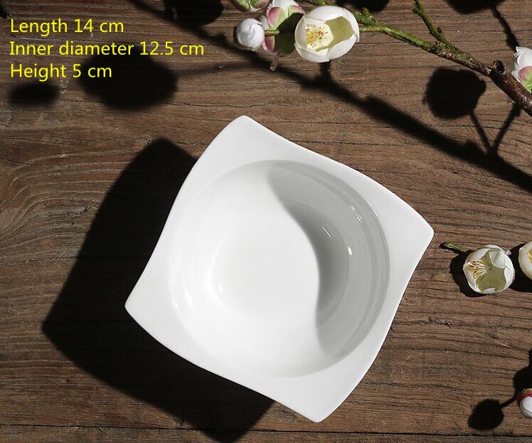 European-style pure white bone china bowl and plate set special-shaped western plate salad bowl hotel set ceramic tableware: 5.5 inch bowl