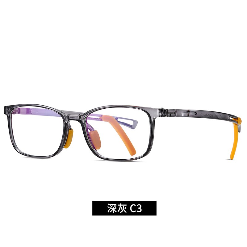 Square Anti Blue Light Kids Glasses Computer Boy Girls Tranparent Flexible Optical Frame Anti Reflective UV400 Eyeglass: C3