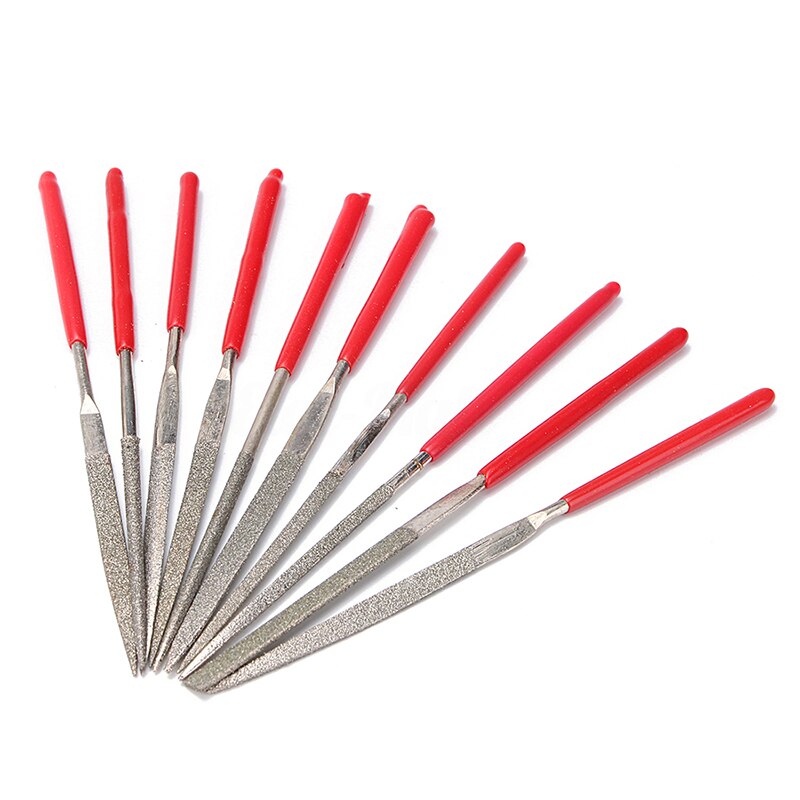 Biaungdo 10 Stuks Mini Diamant Naaldvijl Set, 3 x 140mm Kleine Metalen Naaldvijl Set, Juweliers Handvijlen Tool Kit voor Glas, Steen, Sieraden