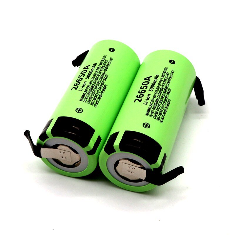 100% original 26650A 3.7V 5000mAh large capacity 26650 lithium ion rechargeable battery (with DIY nickel sheet)