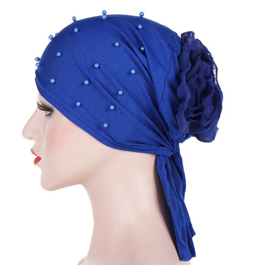 1pcs Spring Autumn Women's Accessories Headdress Muslim Big Flower Nail Bead Cap Headdress Baotou Dubai Women's Hat Leisure D4O1