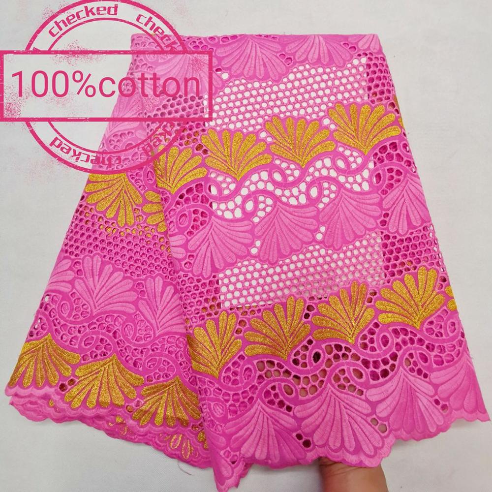 100% Cotton Nigeran Dry Cotton Lace Fabric Embroidery in Switzerland African Swiss Voile Lace Fabrics 5 yards: As pictures  6