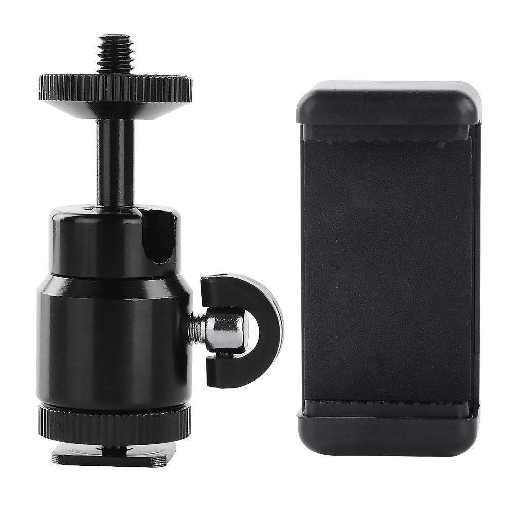 1/4 Shoe Adapter Metalen Swival Ball Head Voor Camera Statief Led Licht Flash Bracket Houder Mobiel Clip Kit