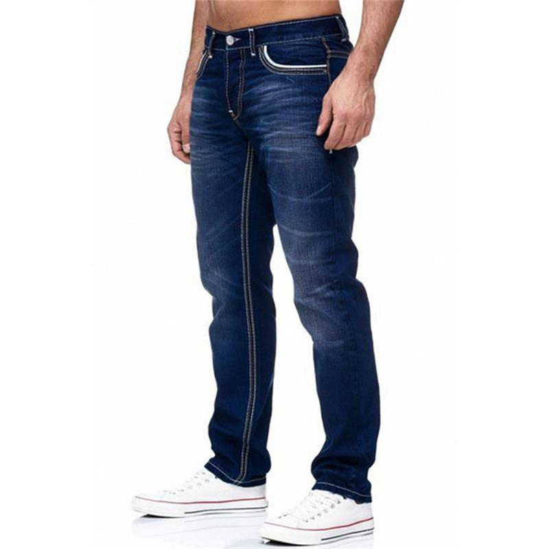 Men Jeans Black Straight Pants Spring Autmun Pockets Denim Casual Tousers Light Blue Streetwear Jeans Men