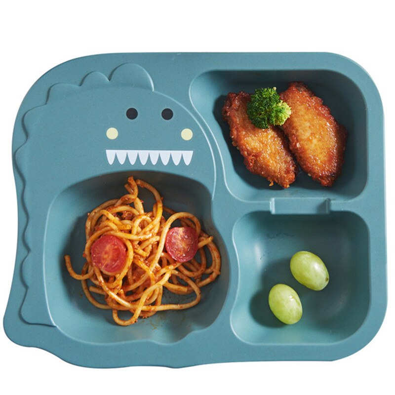 6 stykke sæt baby dinosaur bordservice børne middag tallerken gitter hjemme tegneserie fodringsretter
