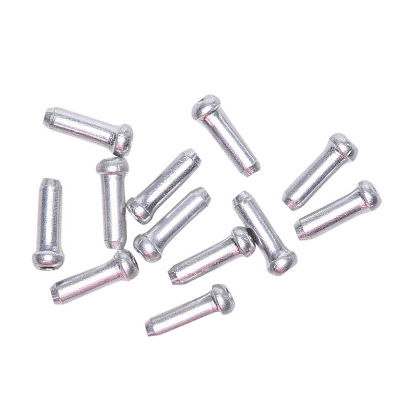 12PCS=1PACK Aluminium Alloy Bicycle Brake Cable Caps Metal Bike Brake Gear Cable Wire Outer End Cap Cover Crimps Tips Ferrules: Silver