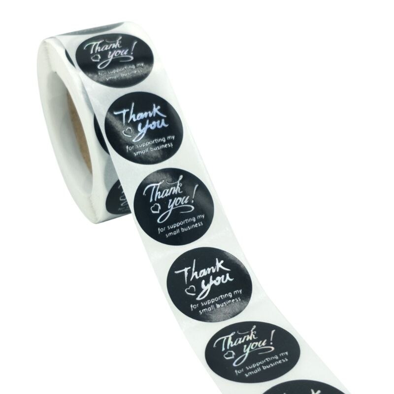 500 stuks bedankstickers van goud en zilverfolie voor een kleine winkel en bruiloft  y5le
