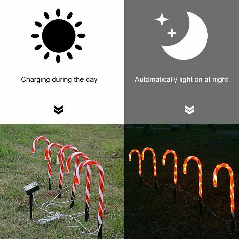 Neue Solar Power Weihnachten Candy Cane Lichter Solar Rasen Lampe Outdoor Solar Lichter LED Weihnachten Decor Garten Pathway Yard Rasen lichter