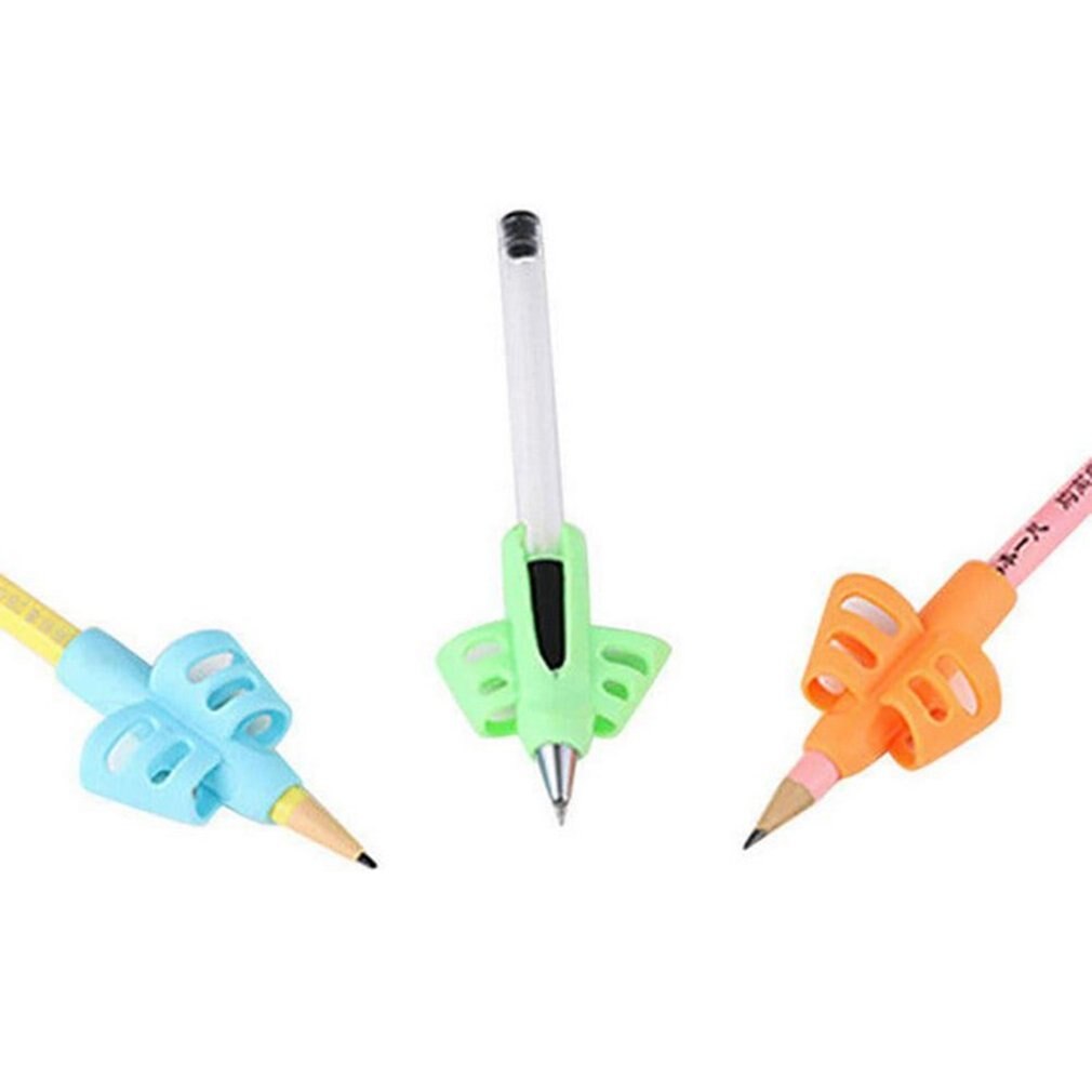 soft silicone two-finger pen holder with ergonomic handle random color handwriting holder for children and adults: Default Title