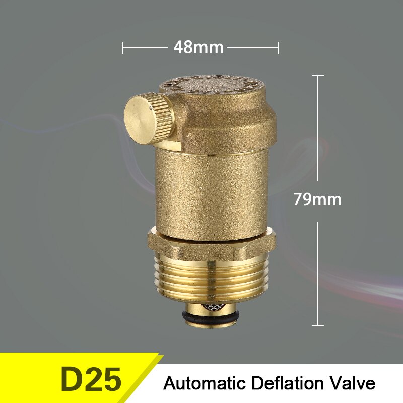Brass Automatic Deflation Valve for Household water heating pipes Vent valve vertical/Elbow DN15/20/25 Floor Heating Systems: Automatic DN25