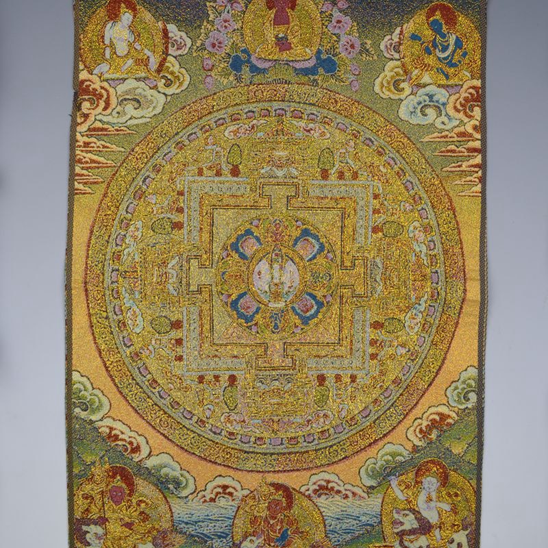1pc 24 "buddhisme mandala tangka hængende væg brokademaleri tibet hængende maleri vægmaleri tibetansk klud silke boligindretning ååå 9882