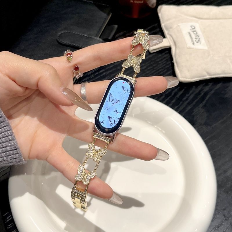 Butterfly strap suitable for Xiaomi Band 8 Pro/9Pro，8/8 NFC/9/9NFC/10/10NFC，For Mi band 3/4/5/6/7， For Redmi Watch4/Watch5: S / Gold