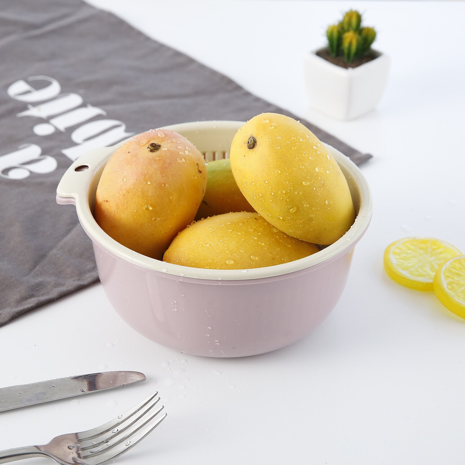 1 ud. Colador escurridor de cocina de plástico doble, colador de lavado de frutas y verduras, escurridor plegable, herramienta de cocina, triangulación de envíos: Pink / 17x8